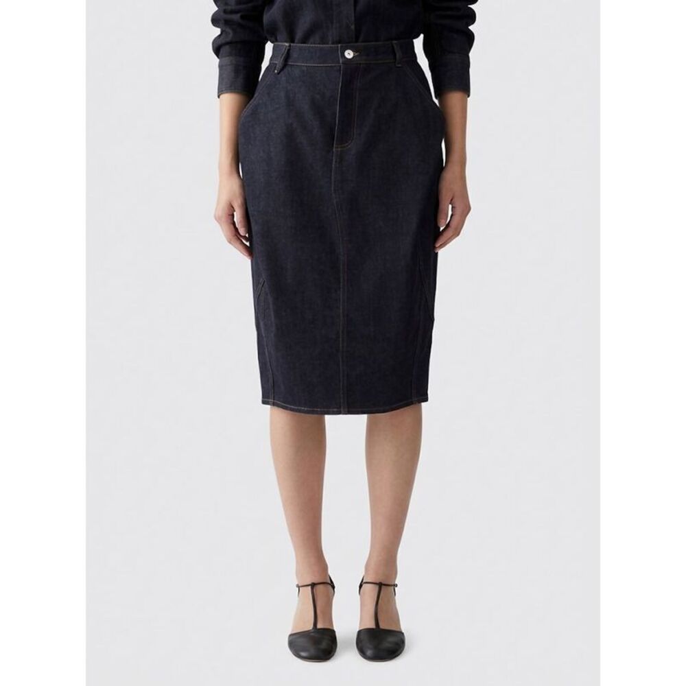 Jacquemus Women High-Waisted Cotton Denim Midi Pencil Skirt Jacquemus